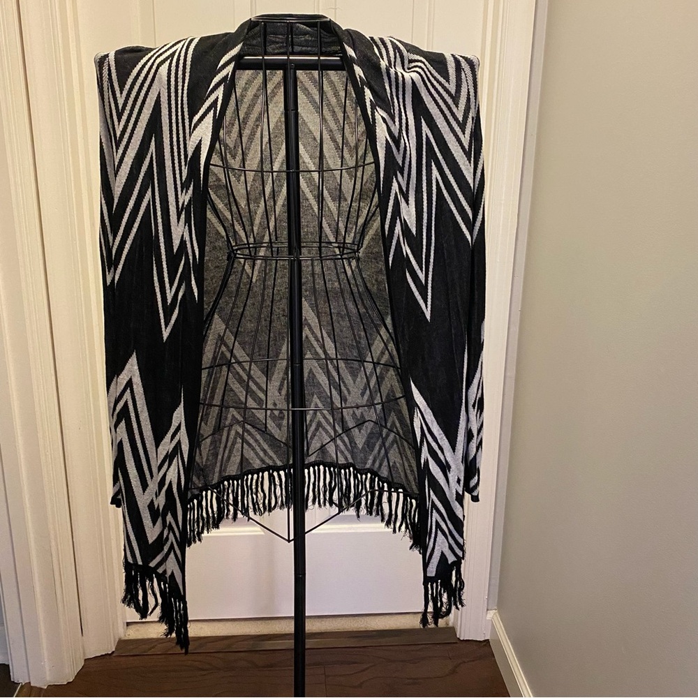 INC International Concepts Monochrome Chevron Cardigan, size L